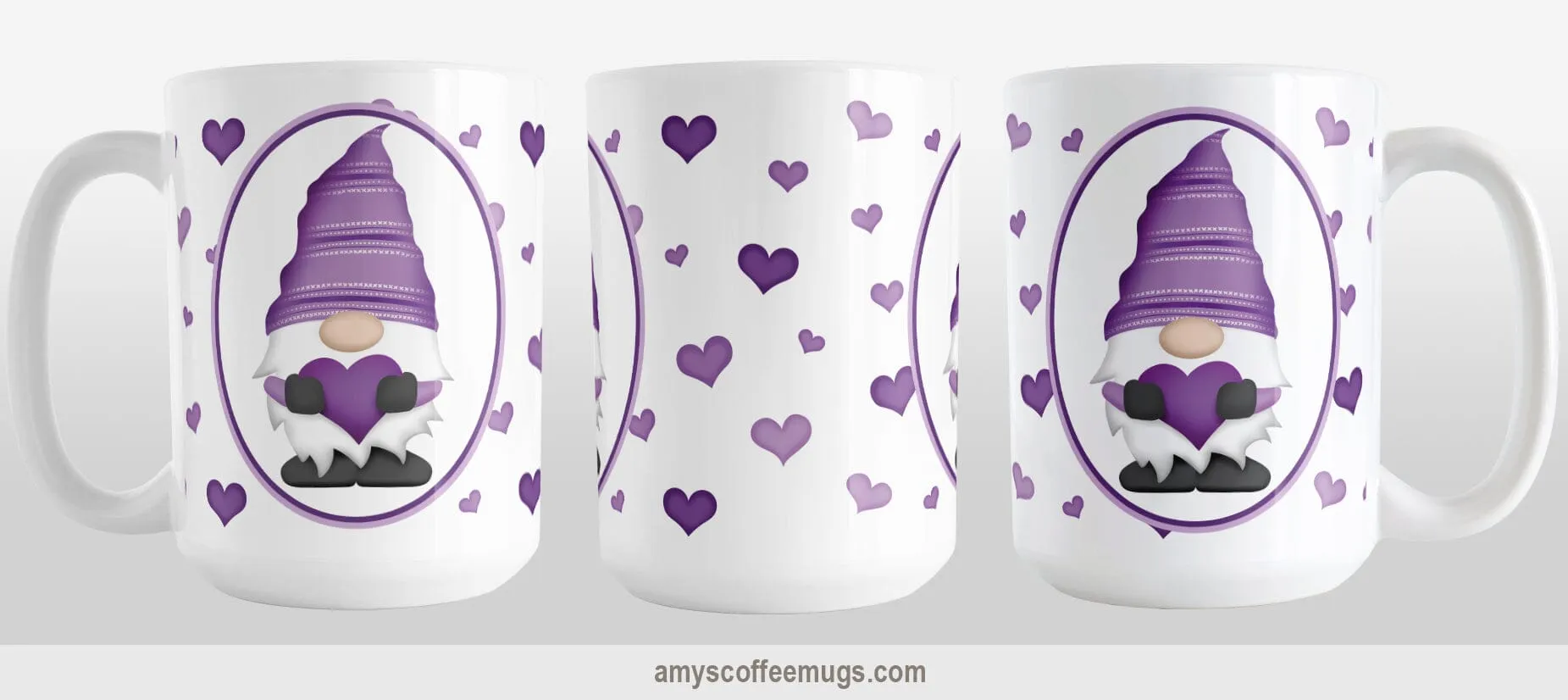 Purple Gnome Dainty Hearts Mug