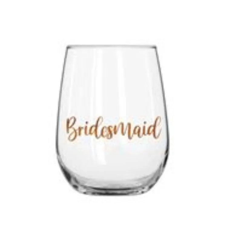 Rose Gold Bridesmaid Stemless WIne Glass - 600ml