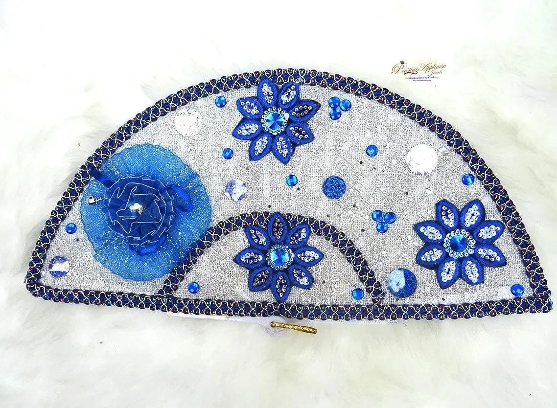 Royal Blue Simple Bridal wedding African Traditional engagement hand fan