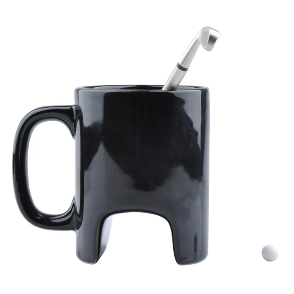 s Creative 300ml Black Ceramic Coffee Golf Mug With Golf Handle Shape Pen Personality Ceramic Mugs And Cup