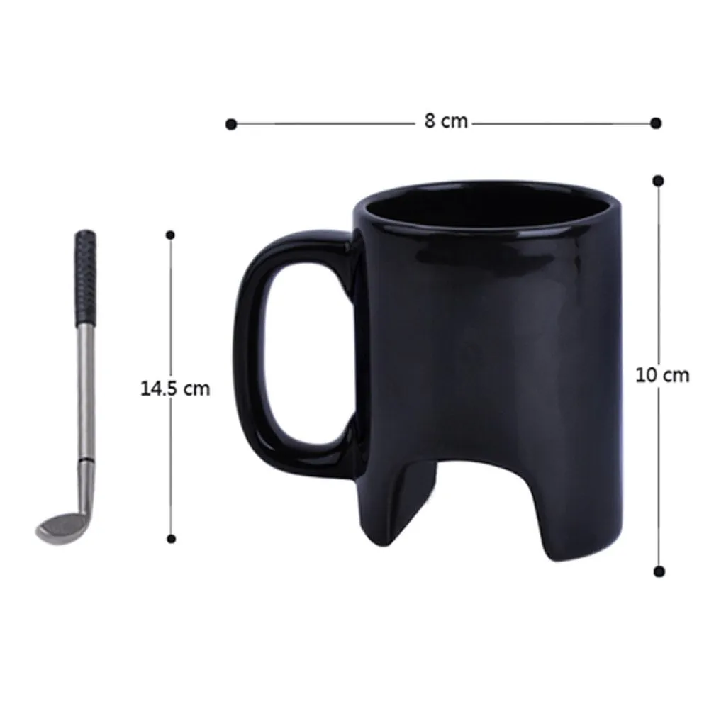 s Creative 300ml Black Ceramic Coffee Golf Mug With Golf Handle Shape Pen Personality Ceramic Mugs And Cup