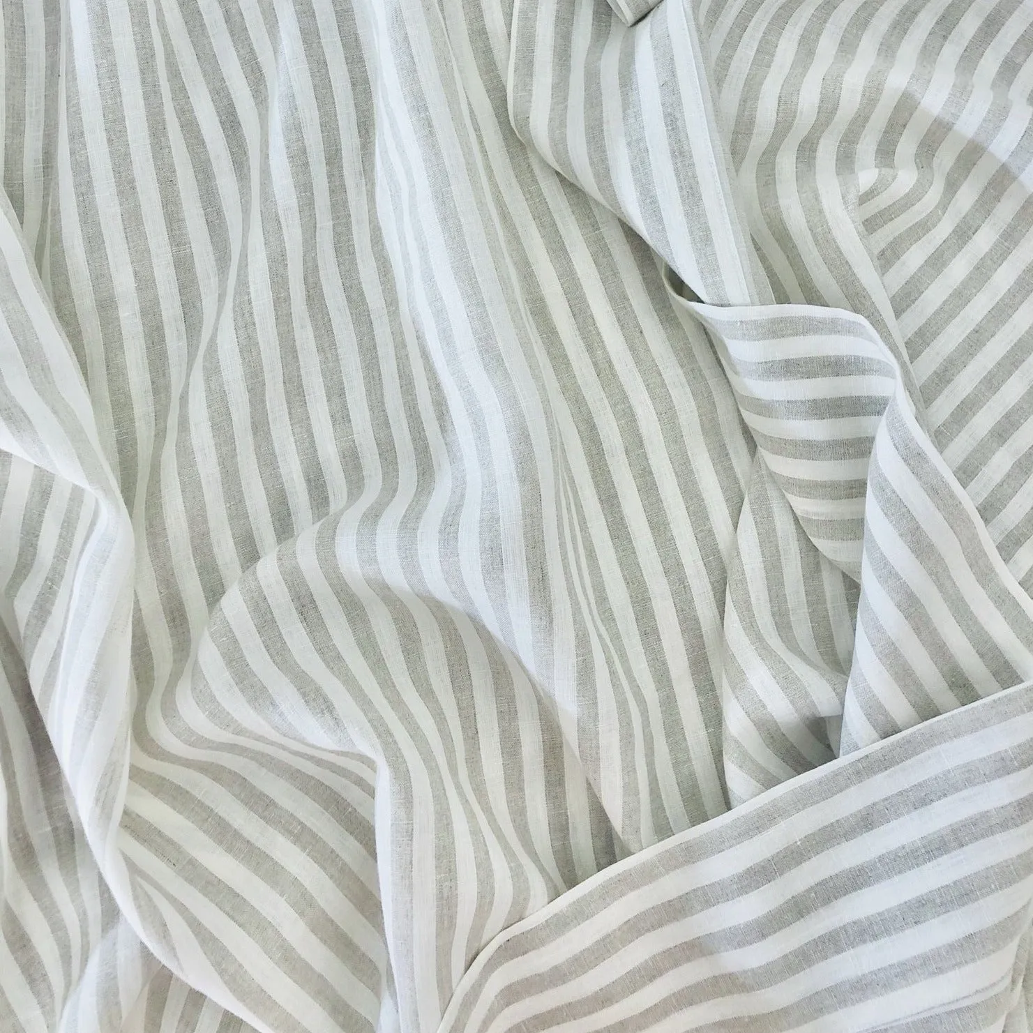 Sandy Beach Stripe Linen Flat Sheet