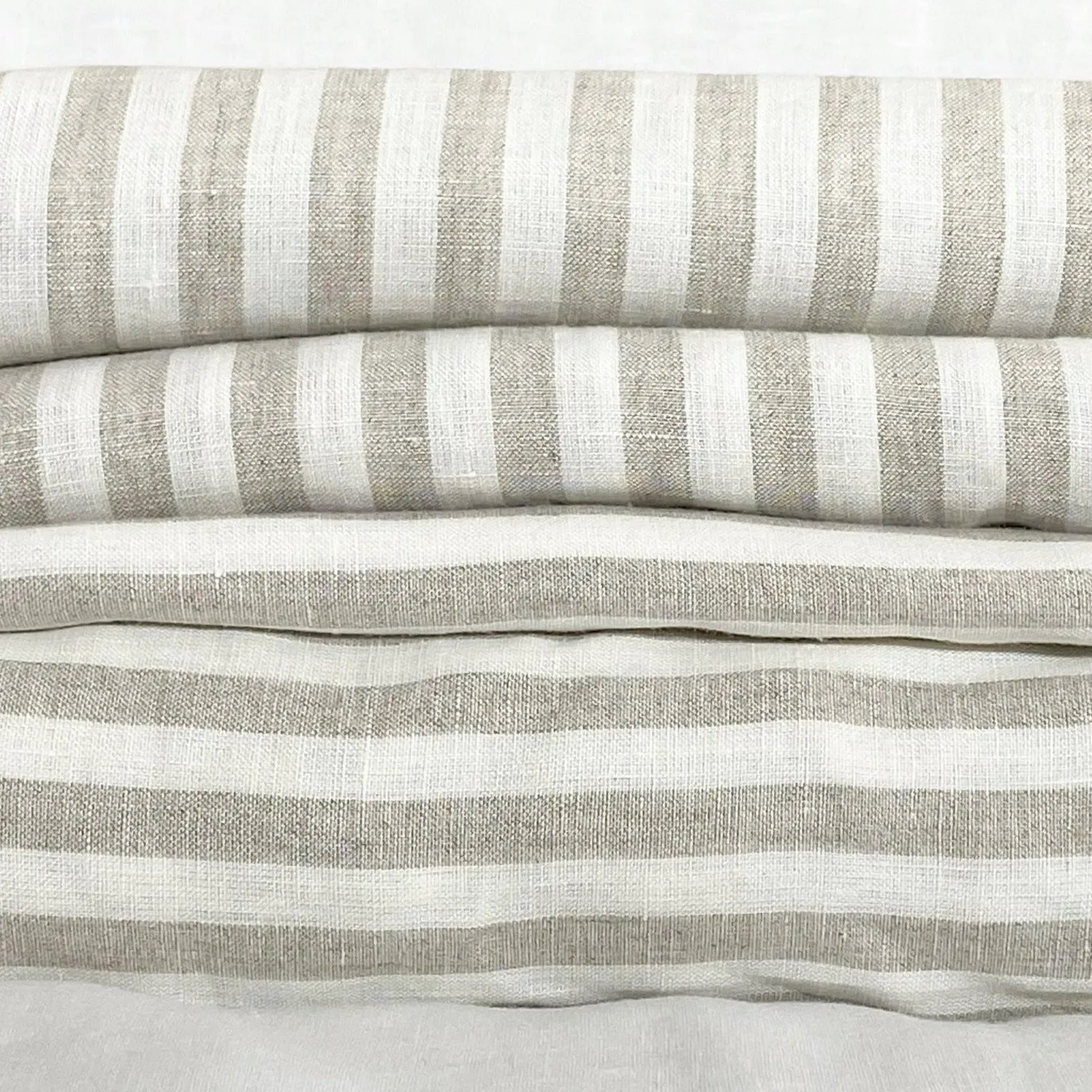 Sandy Beach Stripe Linen Flat Sheet