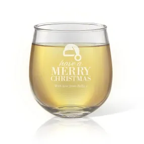 Santa Hat Stemless Wine Glass