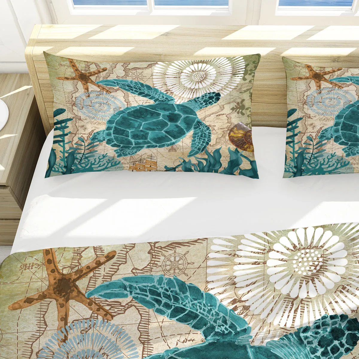 Sea Turtle Love Reversible Bedcover Set