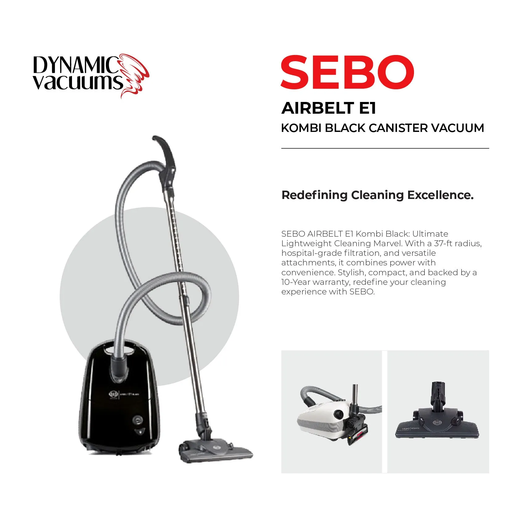 Sebo Airbelt E1 Kombi Black Canister Vacuum