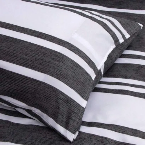 Single Size 4 pieces Duvet cover set, Black Stripe Design.