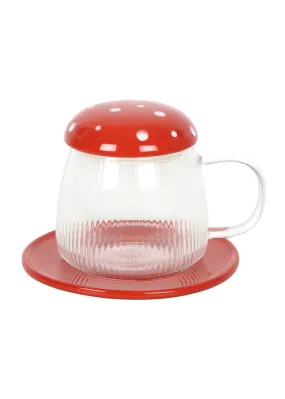 Something Different - Red Glass Mushroom Mug with Saucer