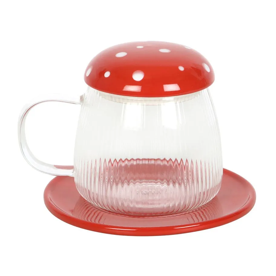 Something Different - Red Glass Mushroom Mug with Saucer