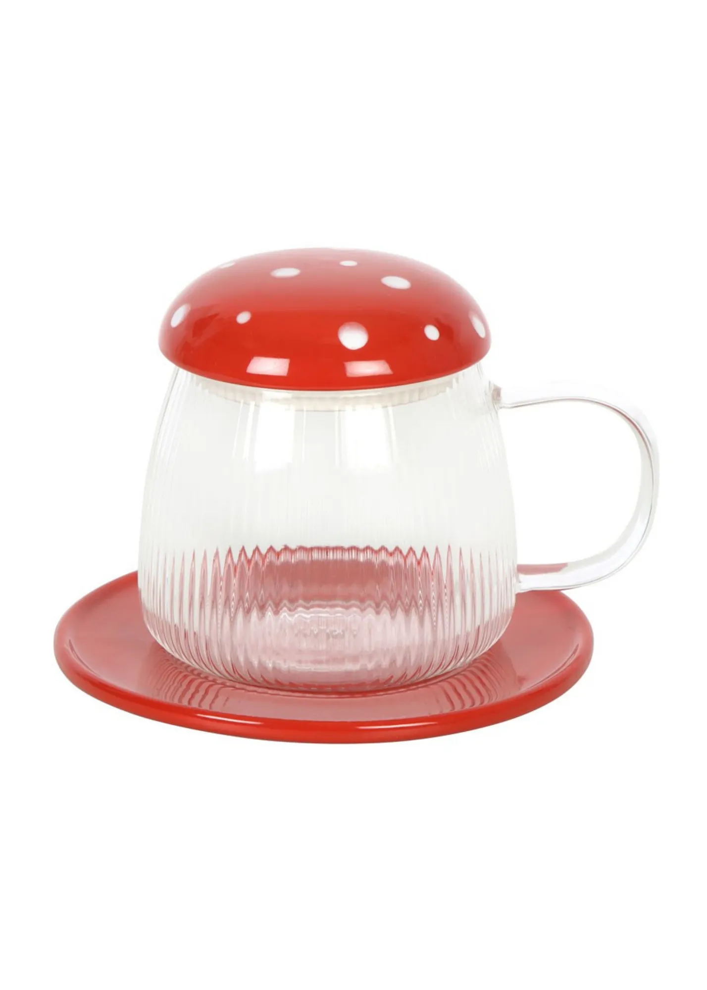 Something Different - Red Glass Mushroom Mug with Saucer