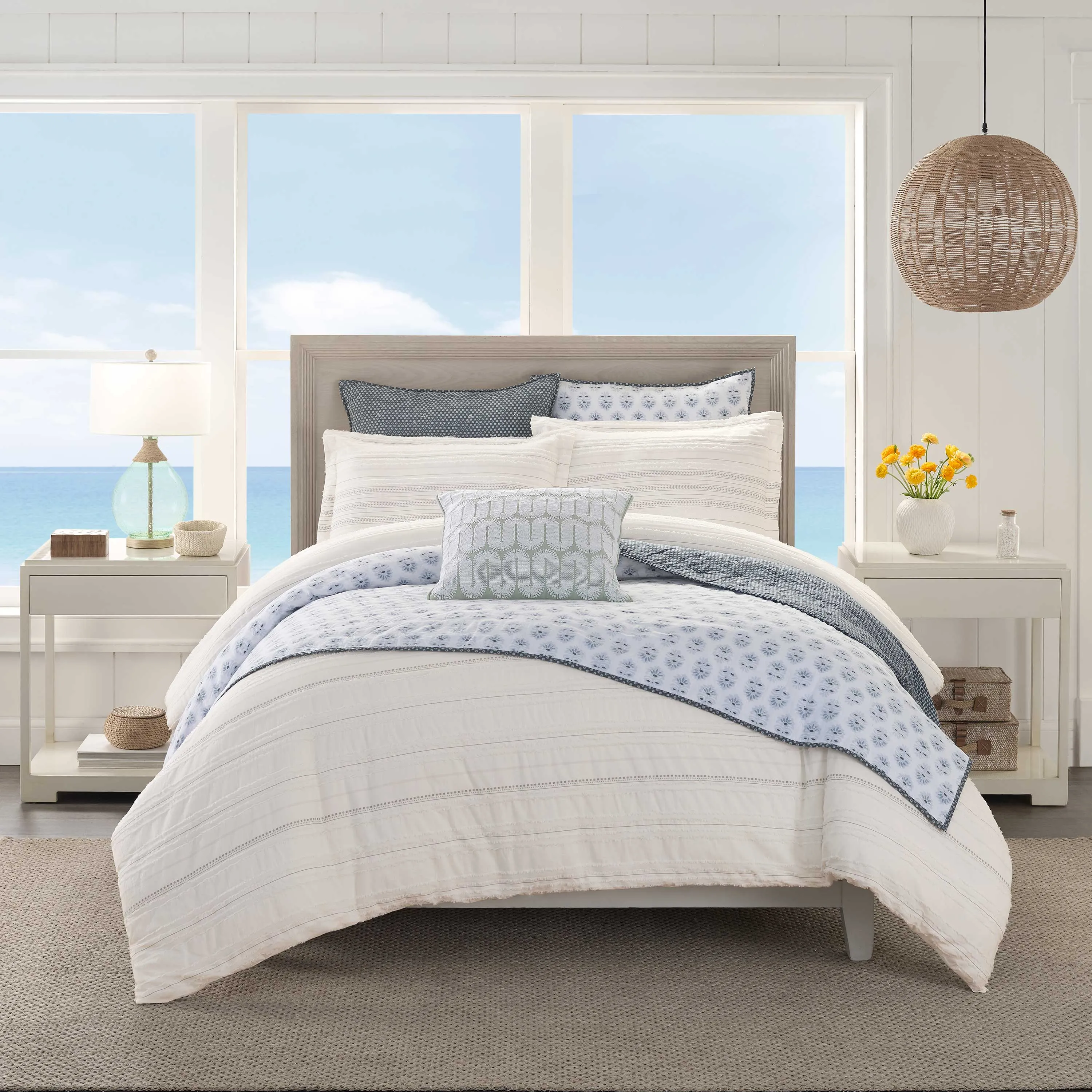 Southern Tide Oceanside Gray/White Comforter Set