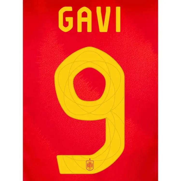 Spain 2024/25 Home Gavi #9 Jersey Name Set