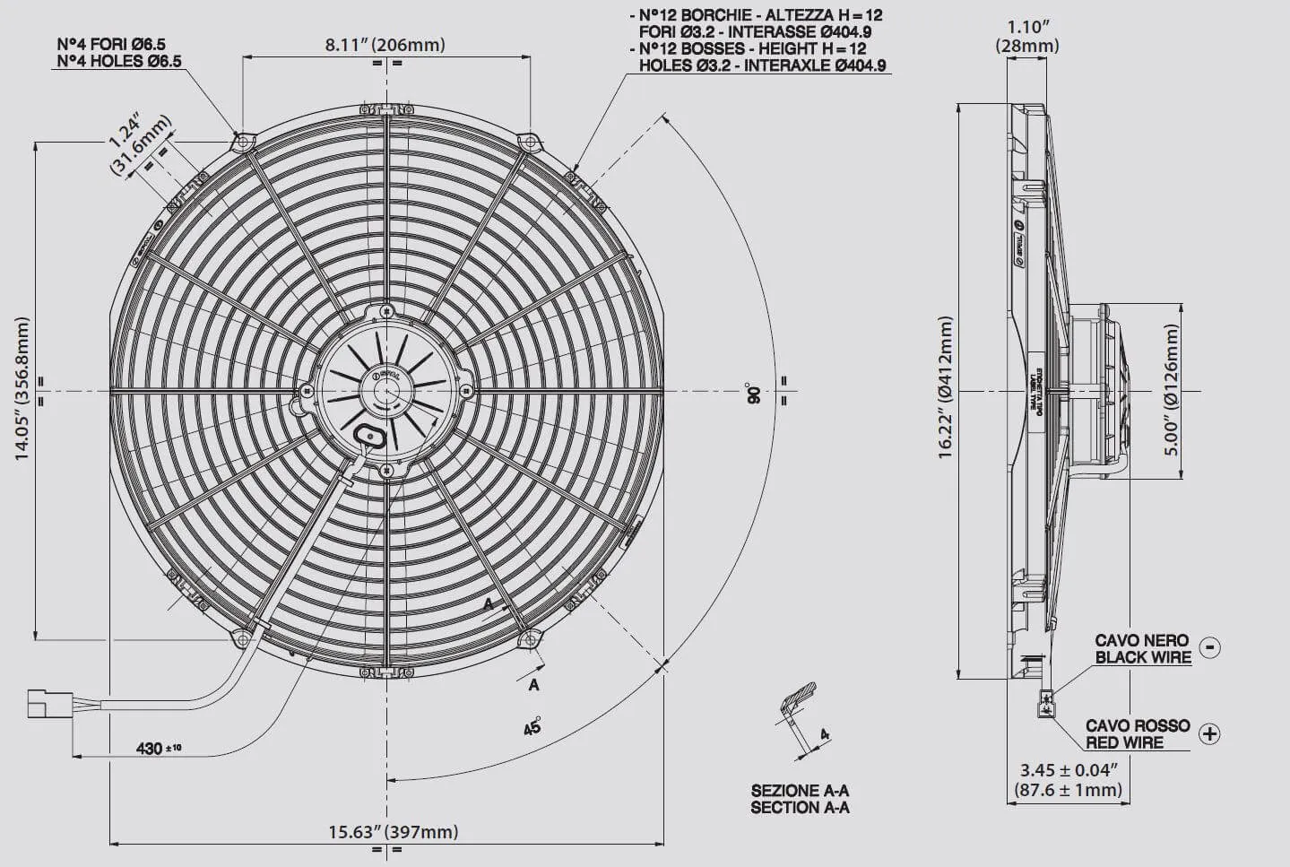 SPAL Electric Radiator Fan (16" - Pusher Style - High Performance - 2036 CFM) 30102047