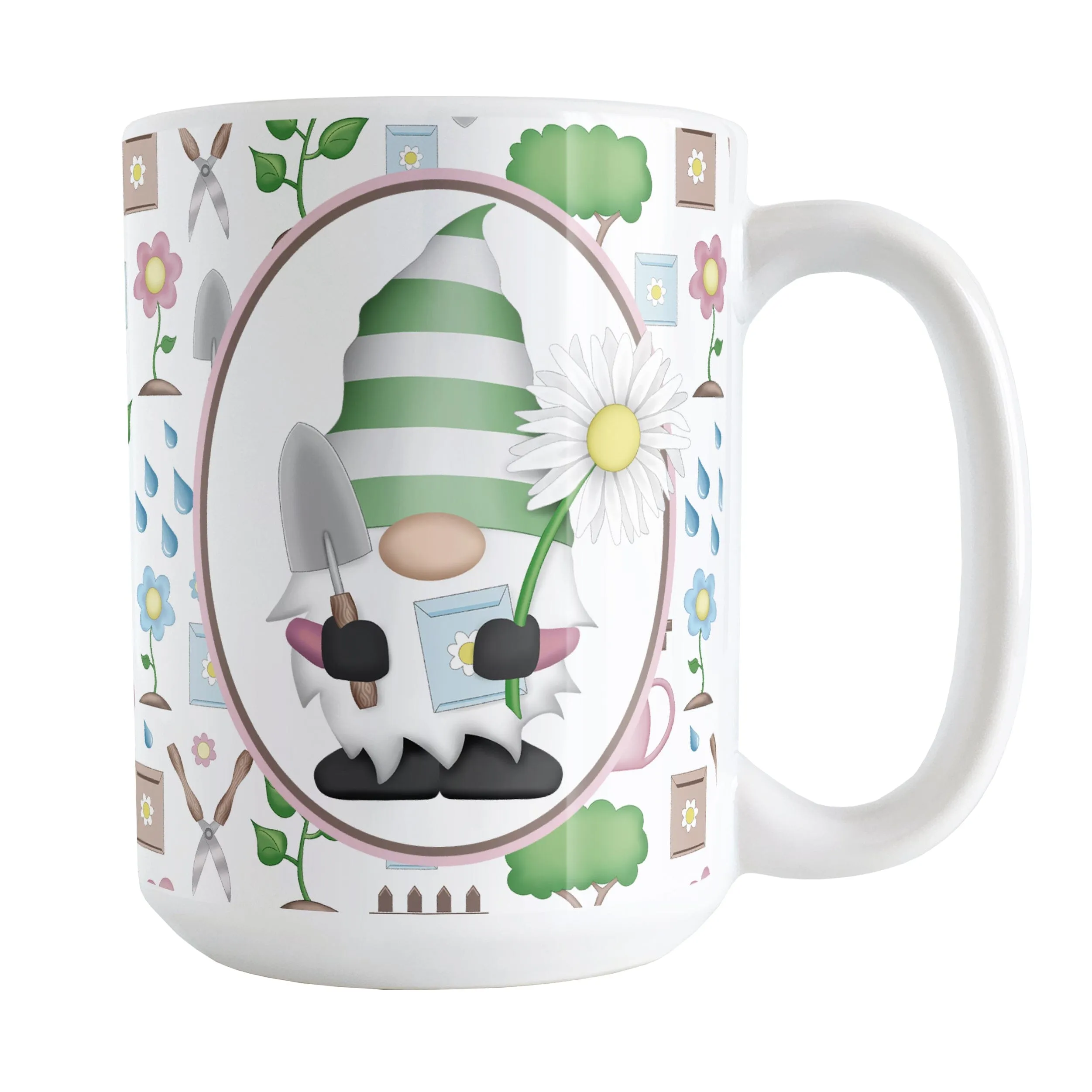 Spring Gnome Gardening Pattern Mug