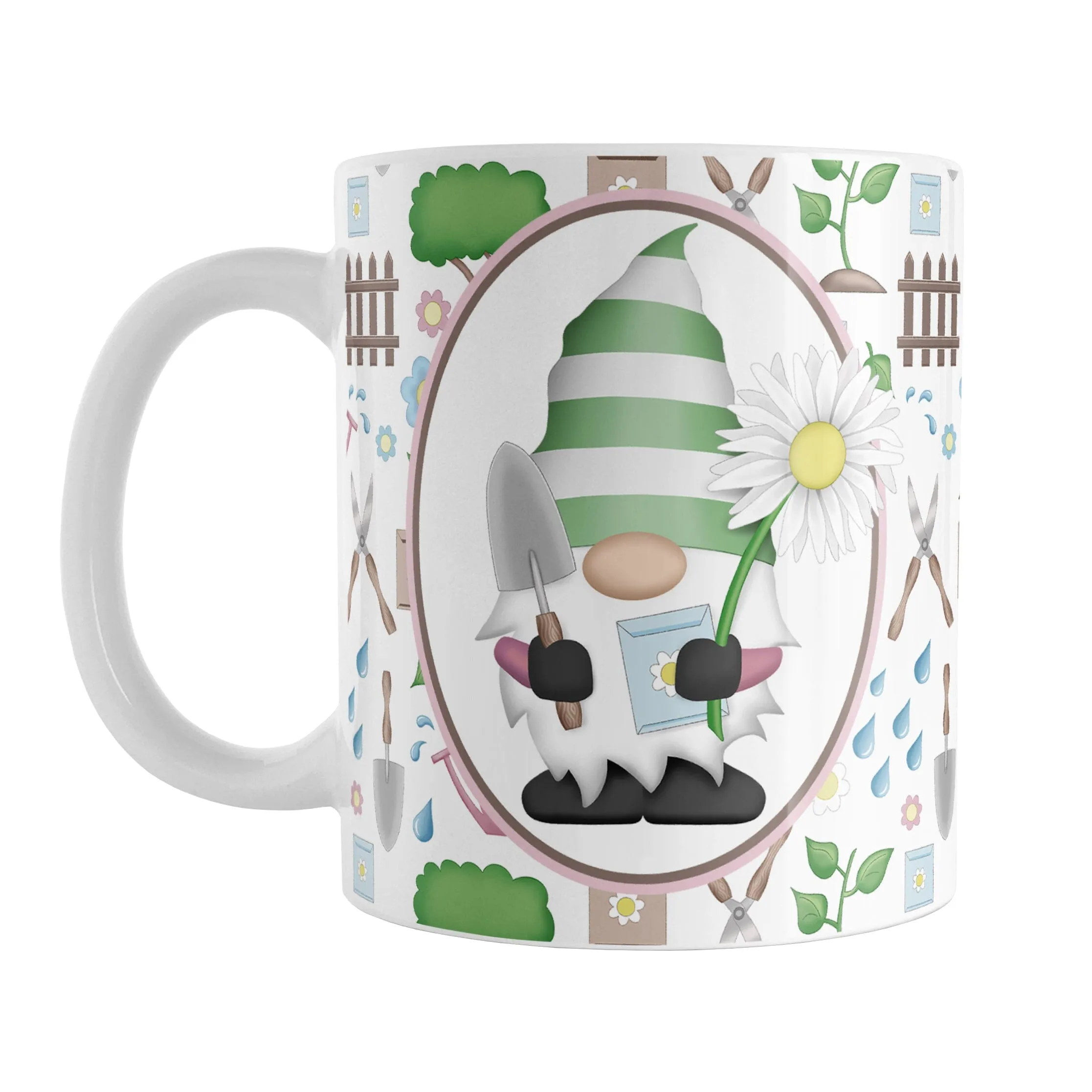 Spring Gnome Gardening Pattern Mug