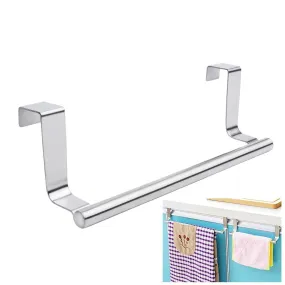 Stainless Steel Over Cabinet Door Kitchen Towel Bar - Used as Hanger Over Storage Drawer - 9 inch approx.