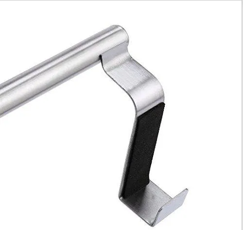 Stainless Steel Over Cabinet Door Kitchen Towel Bar - Used as Hanger Over Storage Drawer - 9 inch approx.