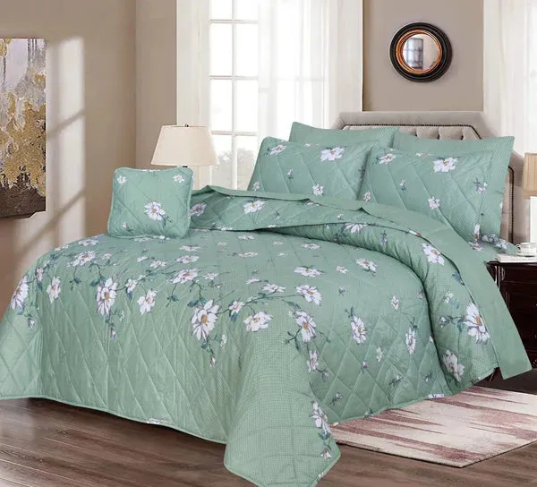 Subtle Green-6pc Summer Comforter set (Light Filling)