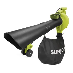 Sun Joe SBJ605E-RM 3-in-1 Electric Blower | 250 MPH | 14 Amp | Vacuum | Mulcher | Green (Certified Refurbished)