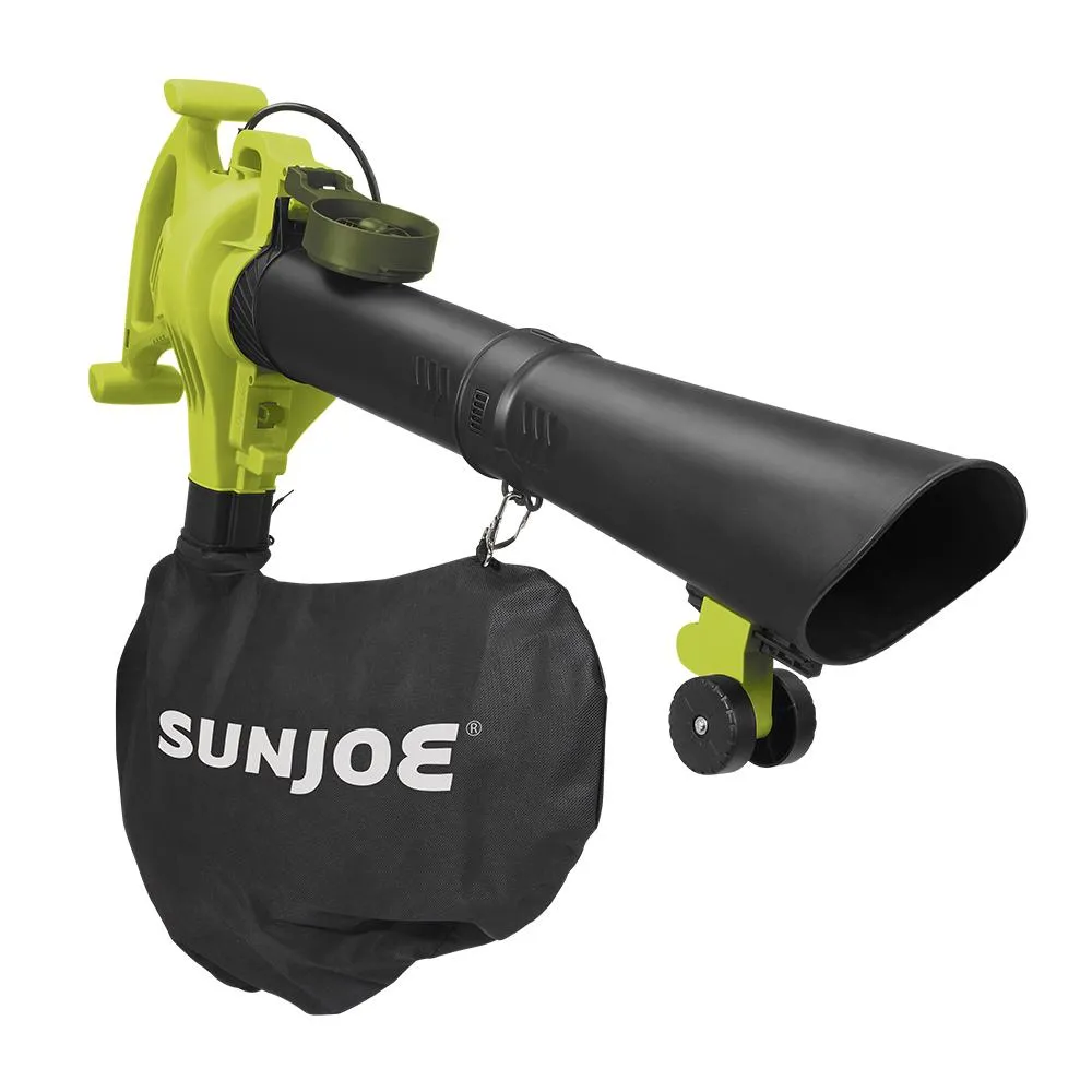 Sun Joe SBJ605E-RM 3-in-1 Electric Blower | 250 MPH | 14 Amp | Vacuum | Mulcher | Green (Certified Refurbished)