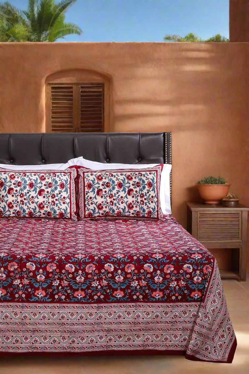 Sunderban Jaal Cotton Percale Bedsheet