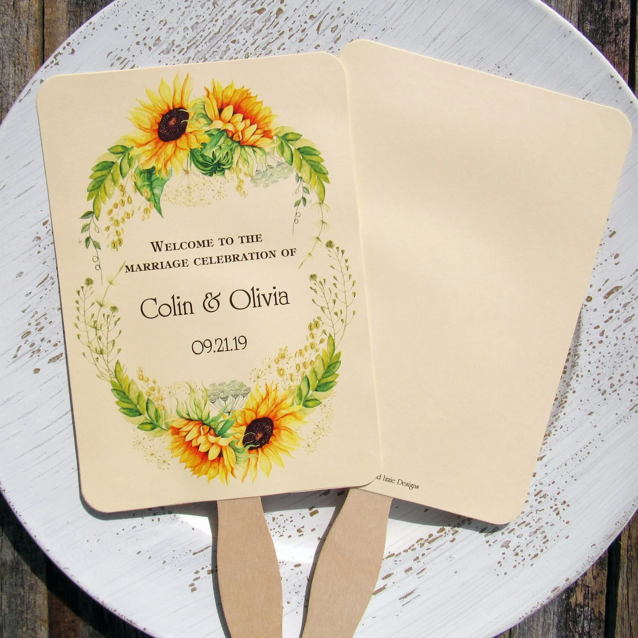 Sunflower Wedding Hand Fans