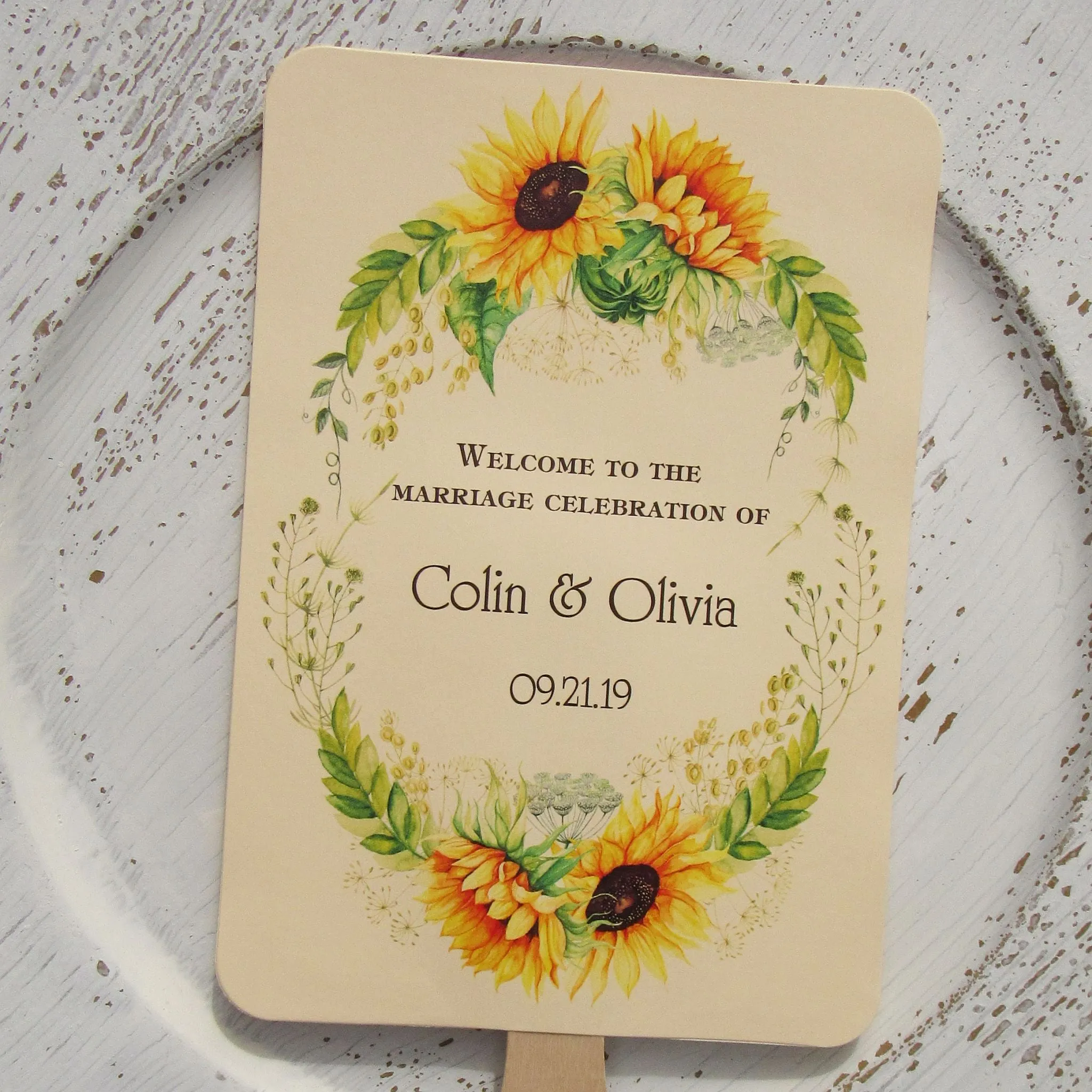 Sunflower Wedding Hand Fans