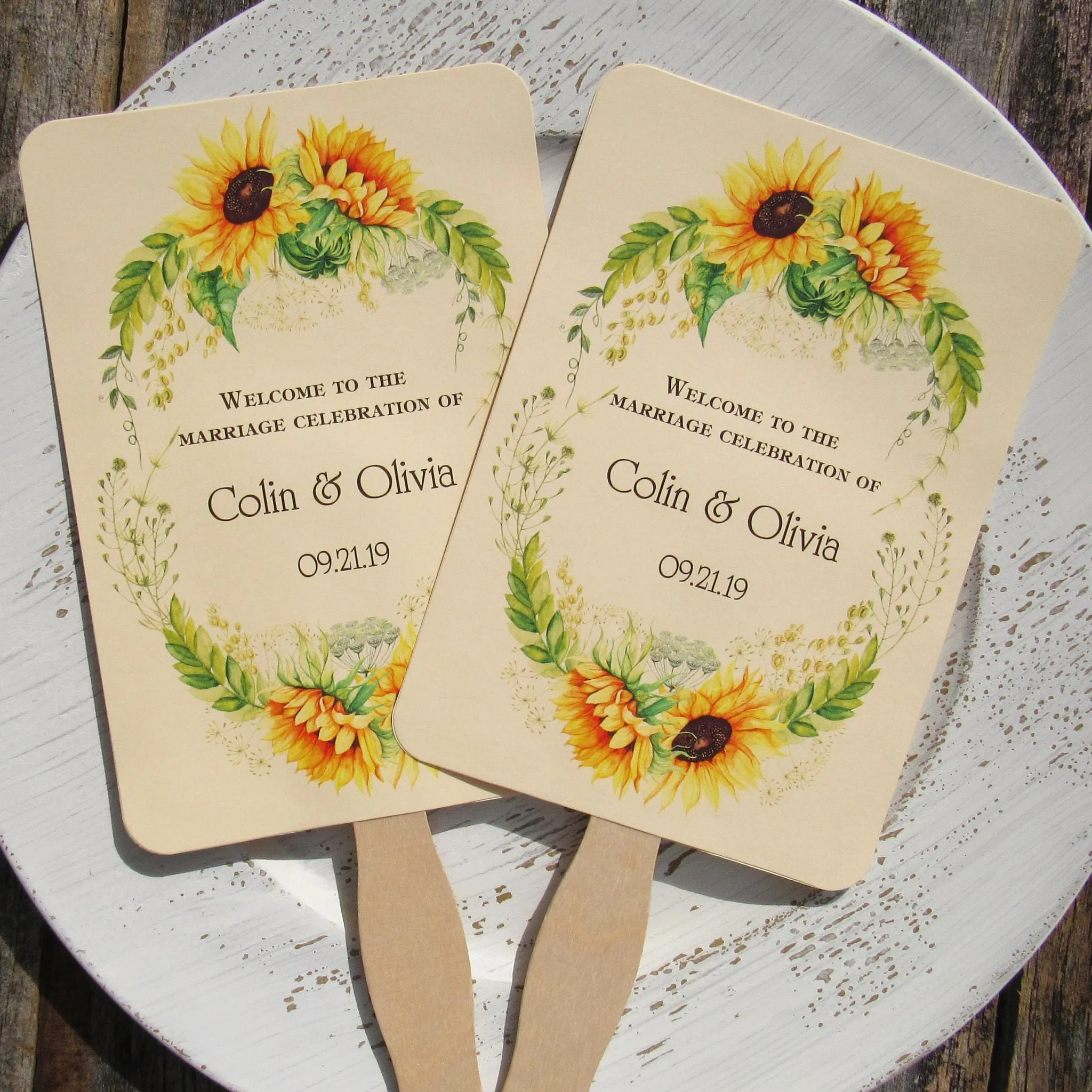 Sunflower Wedding Hand Fans