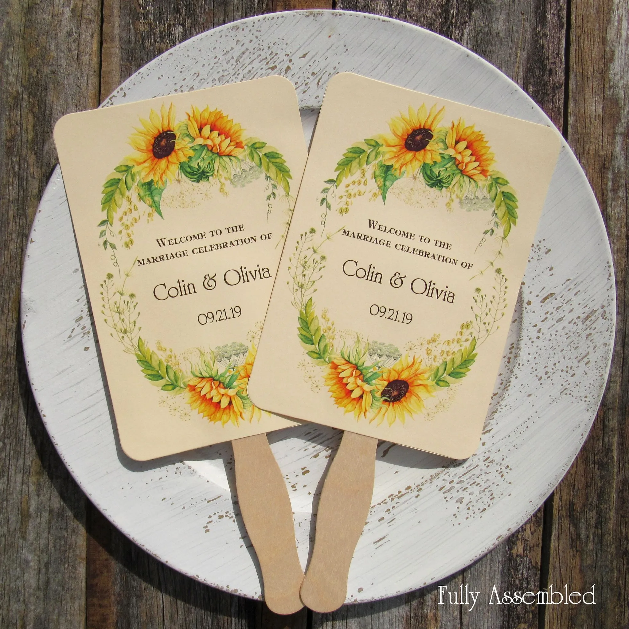 Sunflower Wedding Hand Fans