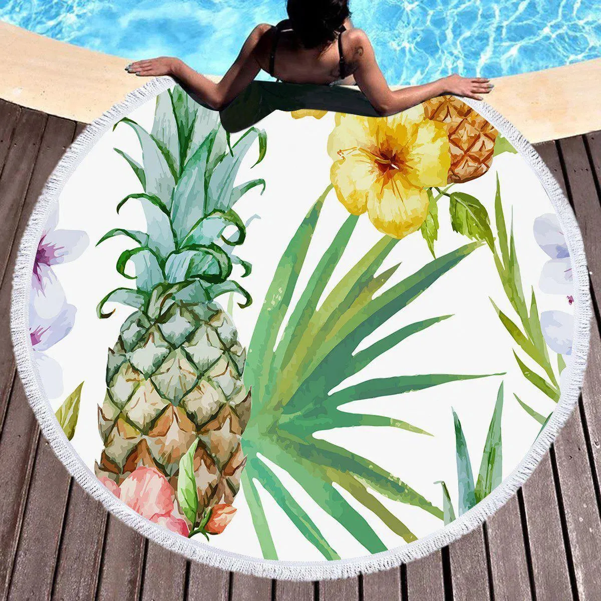 Sweet Caribbean Gold Round Beach Towel