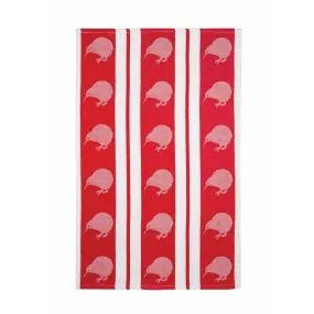 Tea Towel - Kiwi Stripe Red Jacquard