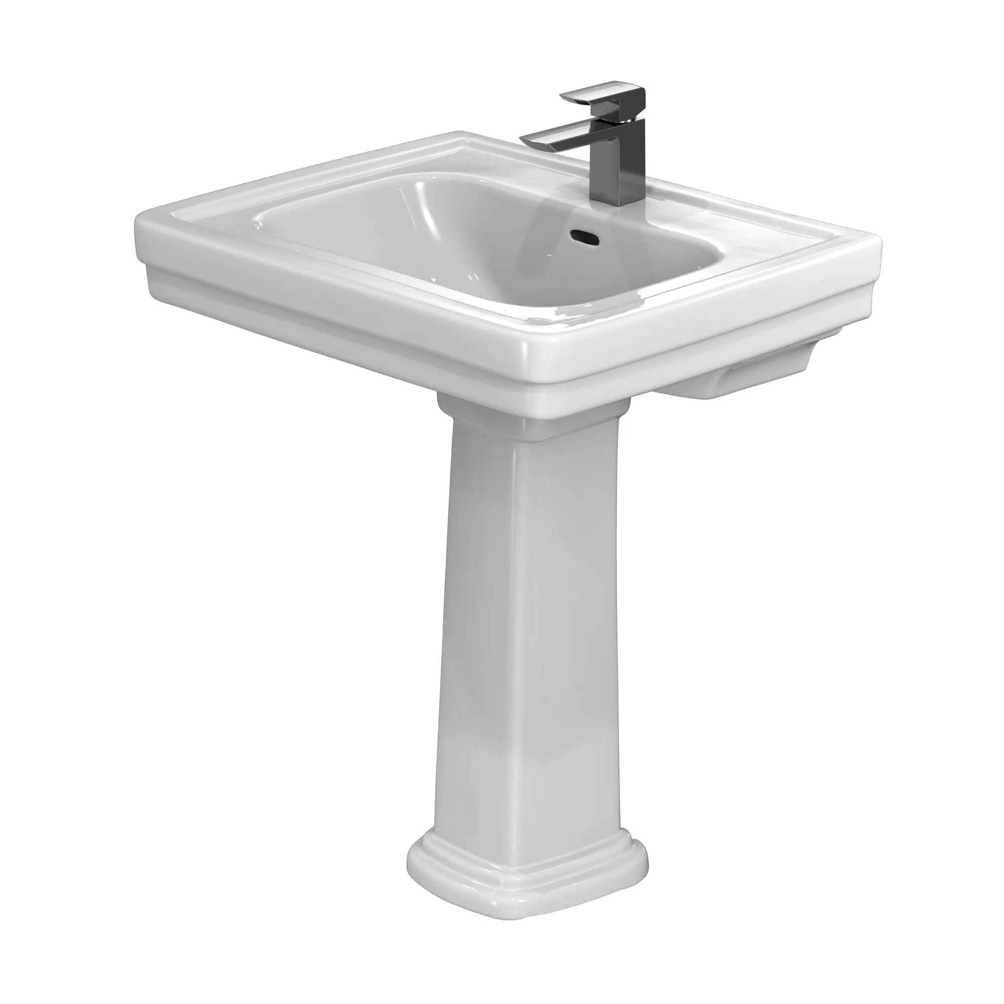 TOTO LPT530N#01 Promenade 27-1/2" x 22-1/4" Rectangular Pedestal Bathroom Sink for Single Hole Faucets, Cotton White