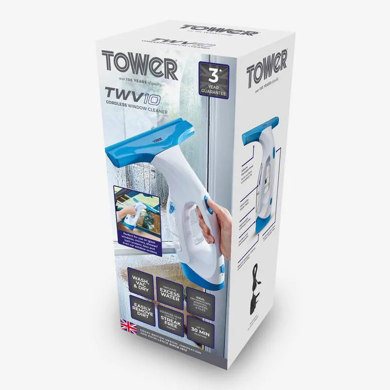 Tower TWV10 Cordless Window Vacuum Cleaner  - Cool Blue