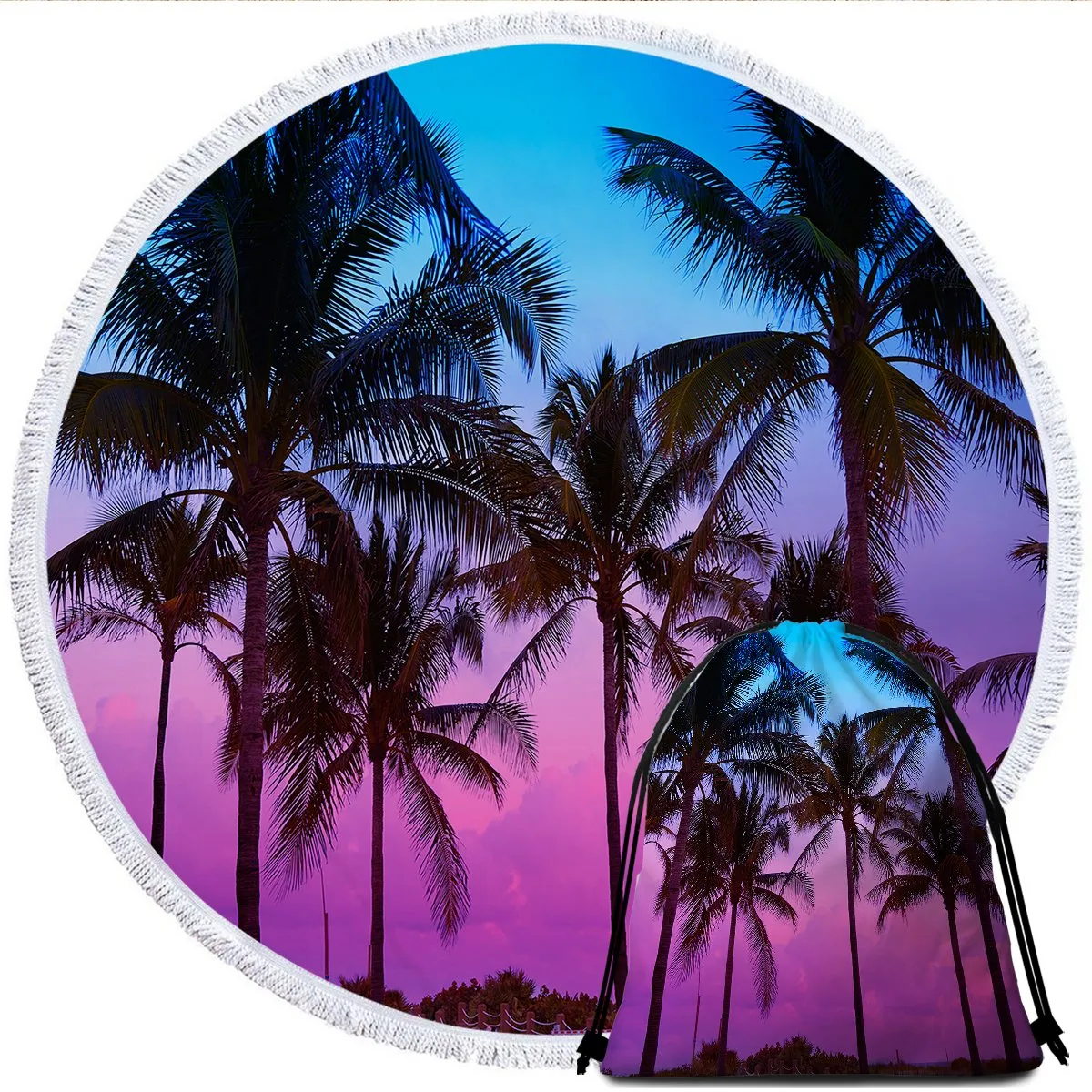 Tropical Skies Round Beach Towel