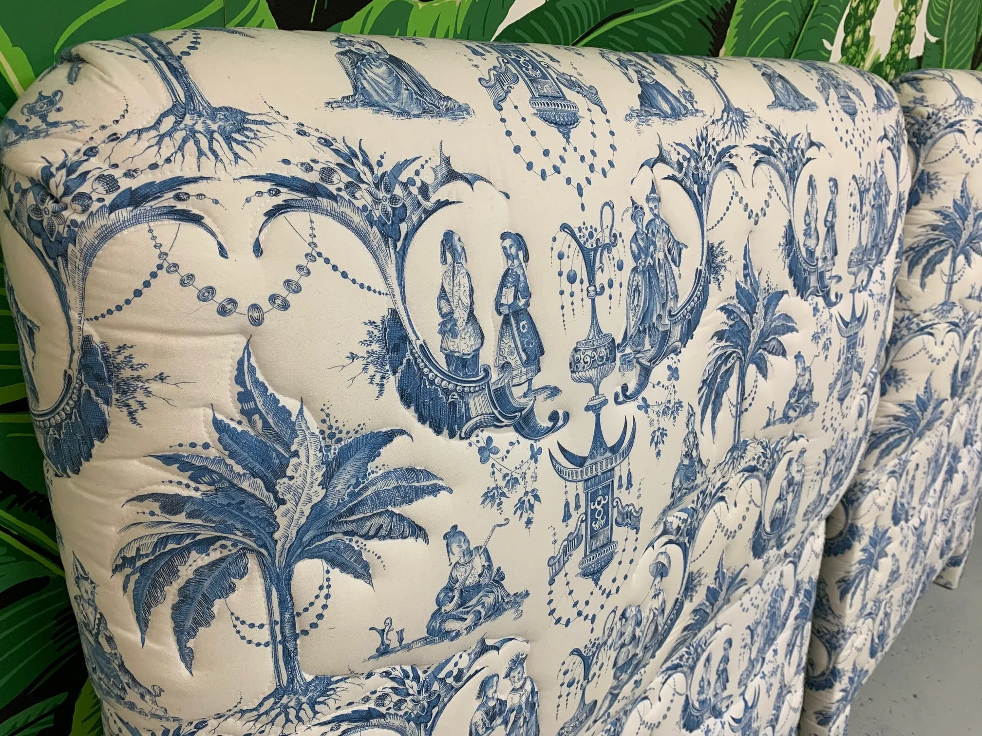 Twin Size Chinoiserie Style Upholstered Headboards