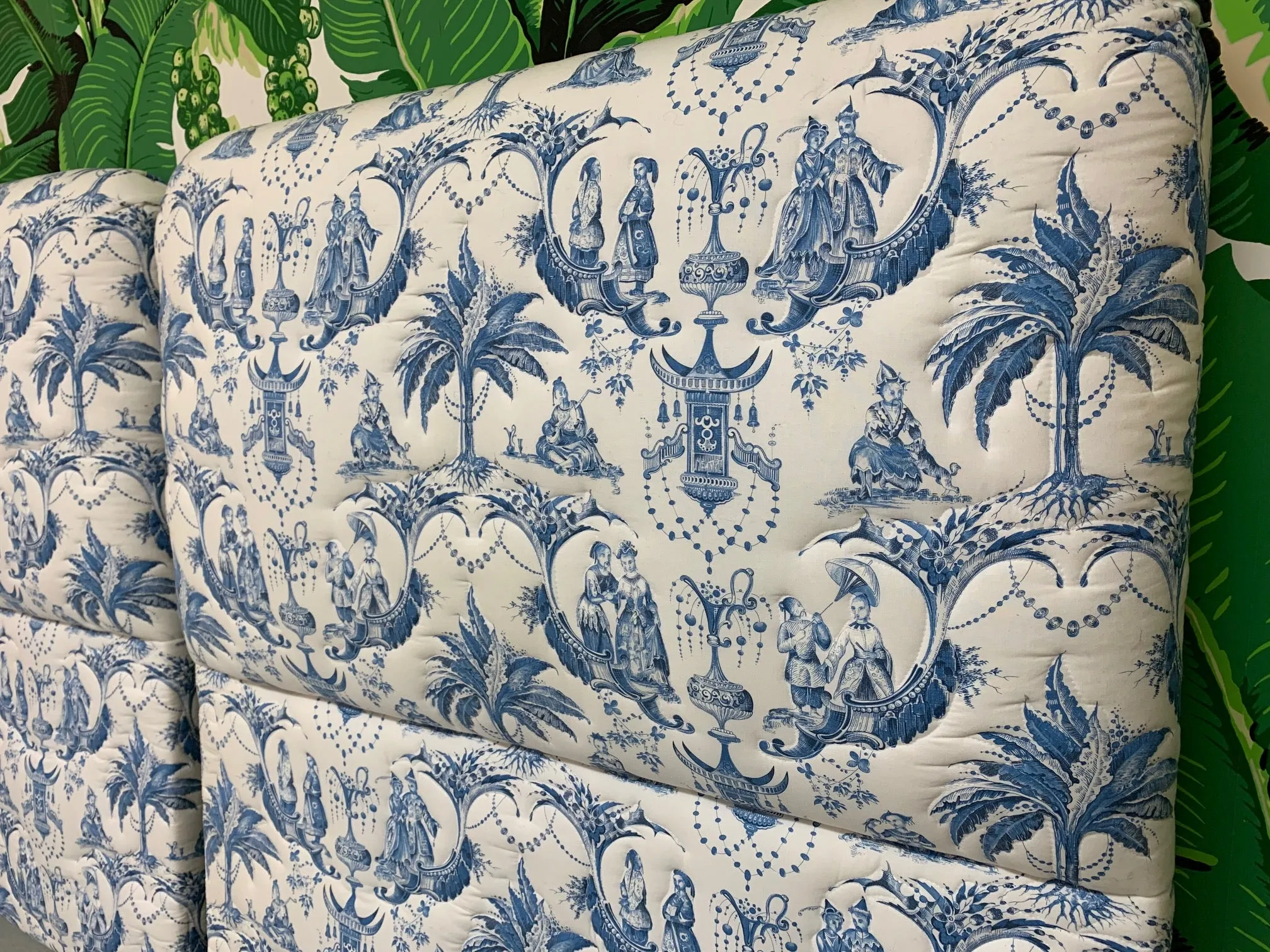 Twin Size Chinoiserie Style Upholstered Headboards