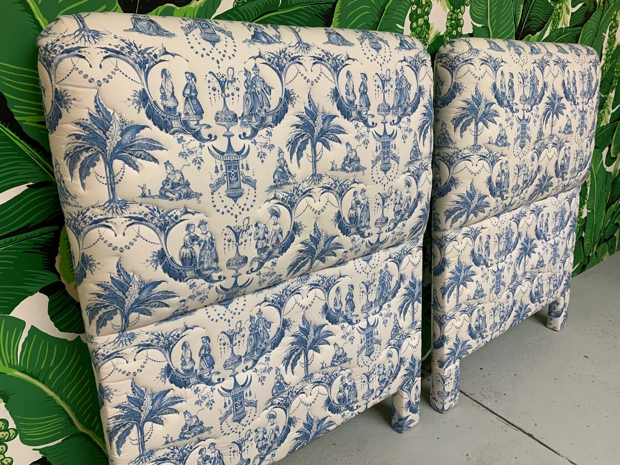 Twin Size Chinoiserie Style Upholstered Headboards