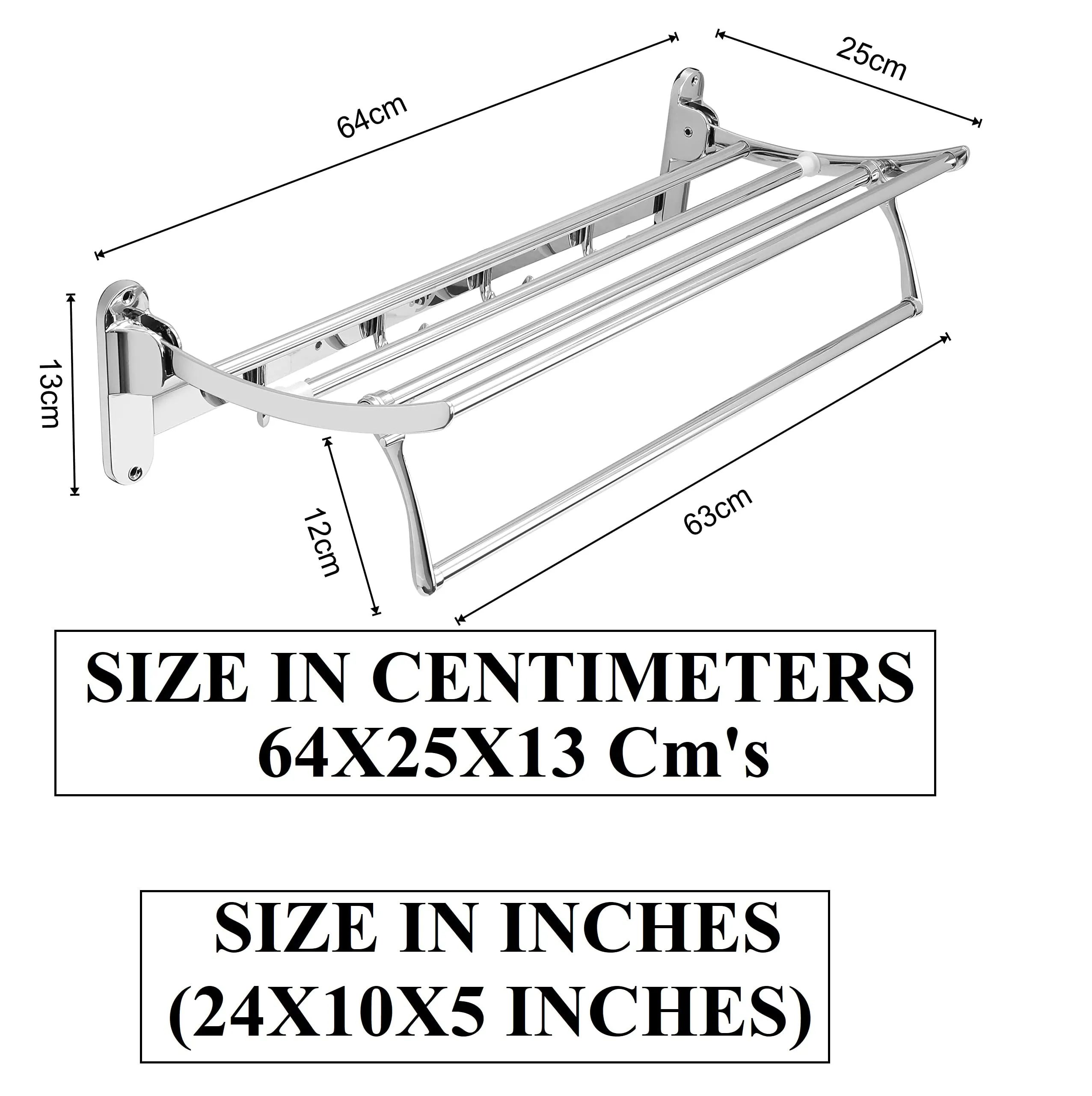 U-S-F BATH ACCESSORIES 24 Inches Towel Rack for Bathroom/Bathroom Towel Holder/Towel Stand for Bathroom/Towel Holder for Bathroom(60Cms, Chrome Finish)