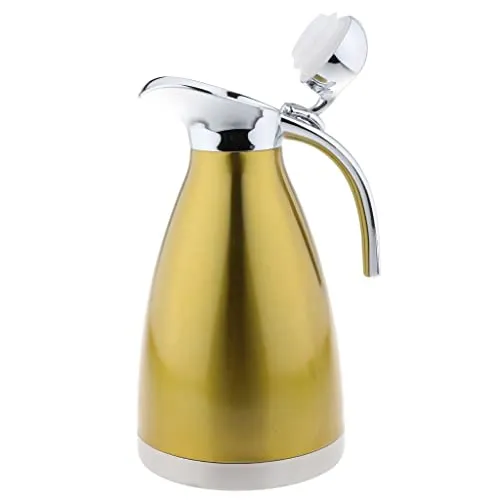 UJEAVETTE® 1.5L Stainless Steel Double Wall Insulated Coffee Carafe Tea Kettle Golden|Drink Container Bottle|Drink Container Insulators|Drink Container for Office|Drink Container for Kids