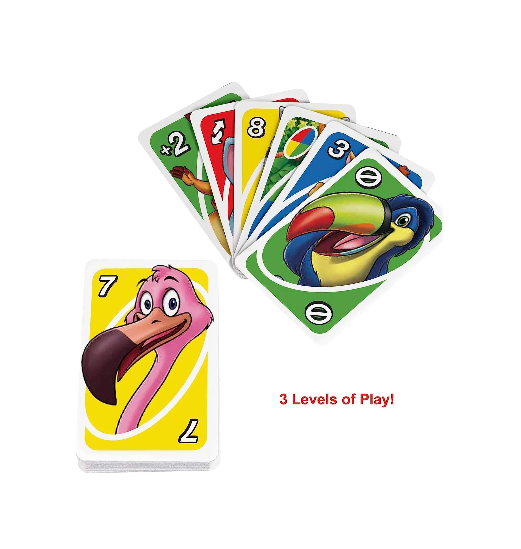 UNO Junior Card Game for Kids with Simple Rules Levels of Play and Animal Matching for 2-4 Players