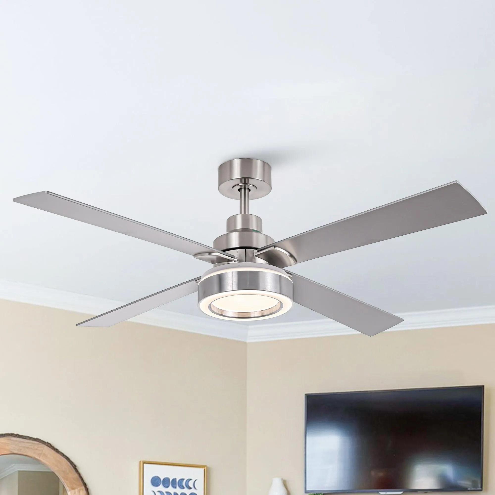 Vaczon 52" Down Mount Ceiling Fan with LED Light and Remote Control