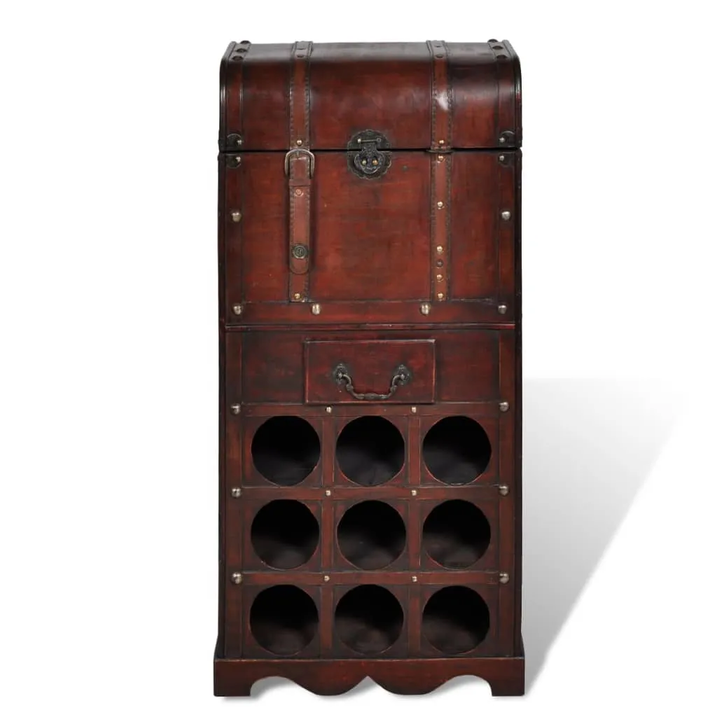 vidaXL Wooden Wine Rack for 9 Bottles with Storage