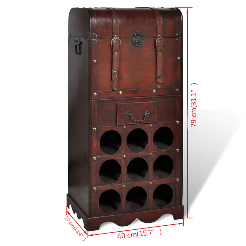 vidaXL Wooden Wine Rack for 9 Bottles with Storage