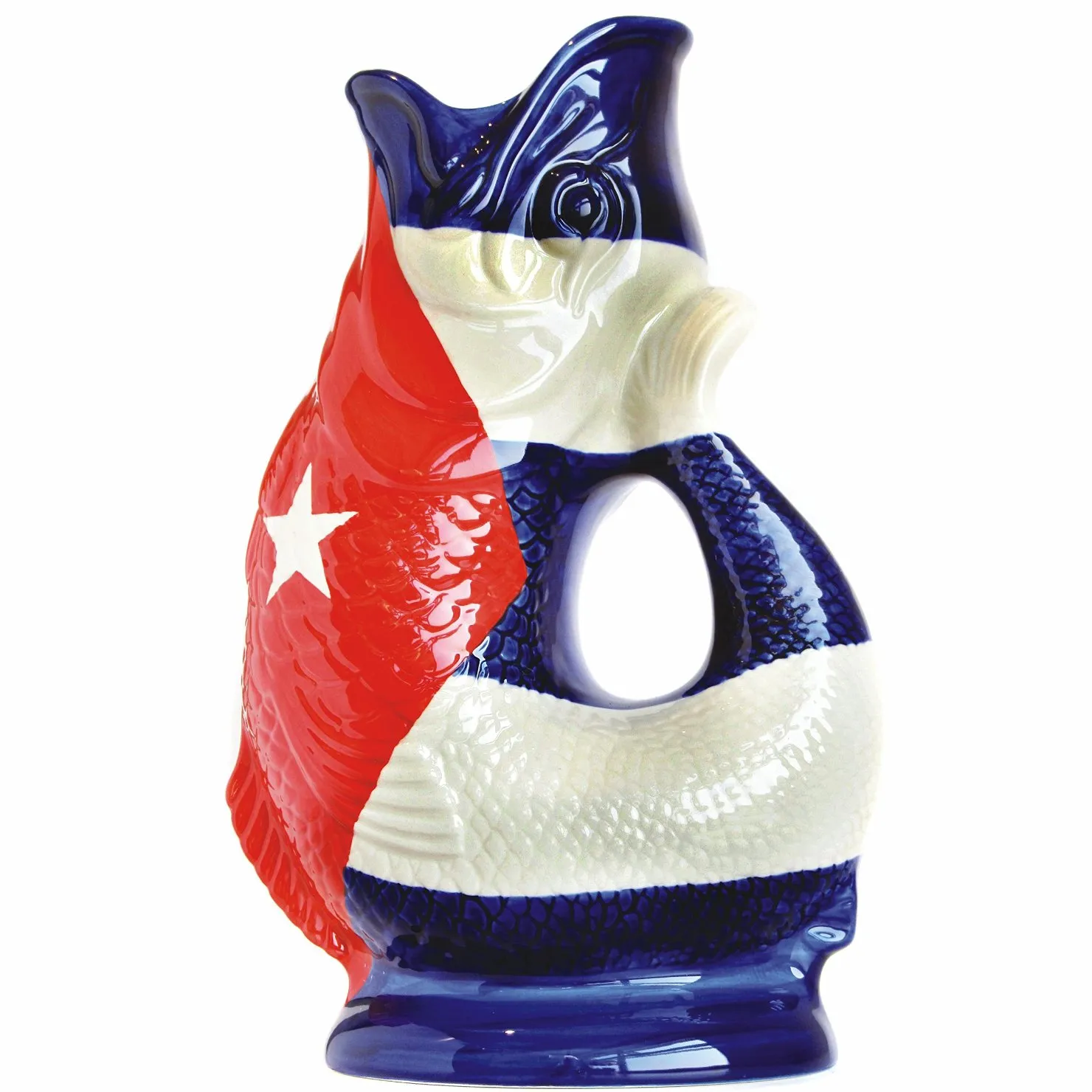 Wade Ceramic Gluggle 10'', 38 Fluid Ounce Capacity Jug Cuban Flag Extra Large