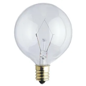 Westinghouse 0374000 15 Watt Incandescent G16 1/2 Globe Clear - 2650 Kelvin - Warm White - 102 Lumens - E12-Candelabra Base - 120 Volt - Card - 2-Pack