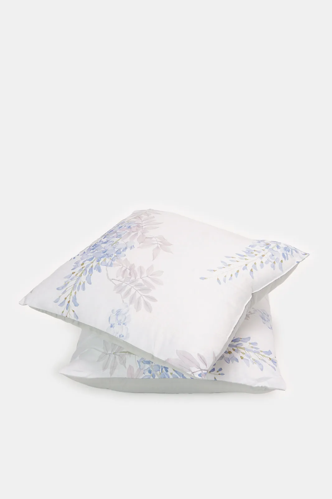 White 5-Piece Leaves Print Cotton Comforter Set (Double Size)