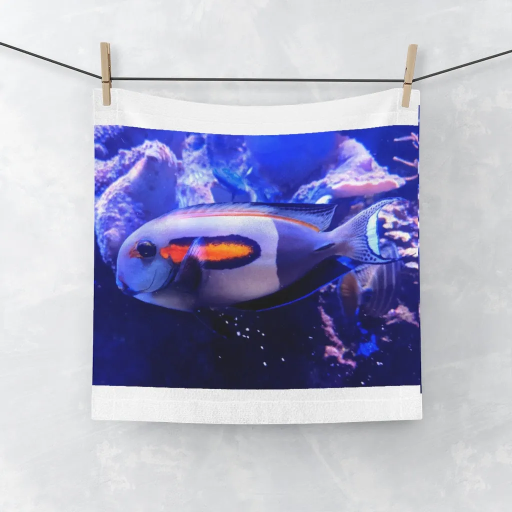 White Striped Fish Face Towel