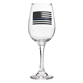 Wine Glass - Thin Blue Line American Flag, 12oz