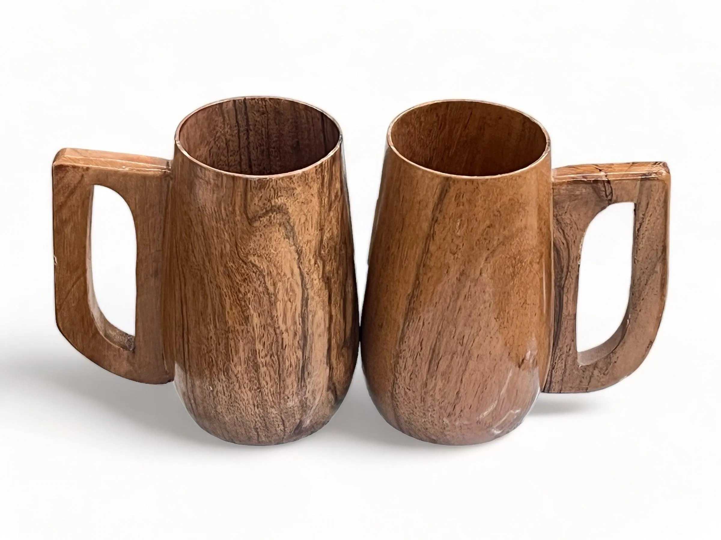 Wooden Twist Acacia Wood Gripping Handle Coffee Mug ( Set of 2 )