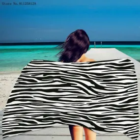 Zebra Texture Bath Towel 3D Print Leopard Cartoon Rectangular Absorbent Beach Towel Home Shower Towel Dry Towel Beach Towel